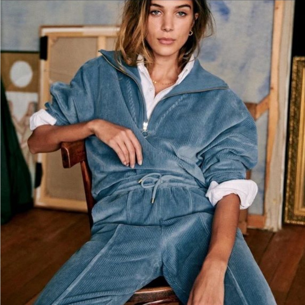 Sezane Blue Corduroy Track Suit
